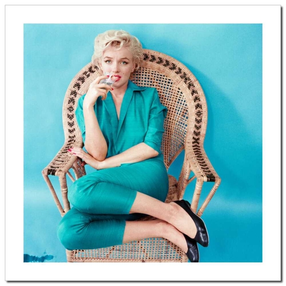 Marilyn Monroe Blue Wicker Chair Framed   Wall Decor Prints Matted - Picture 3 of 9